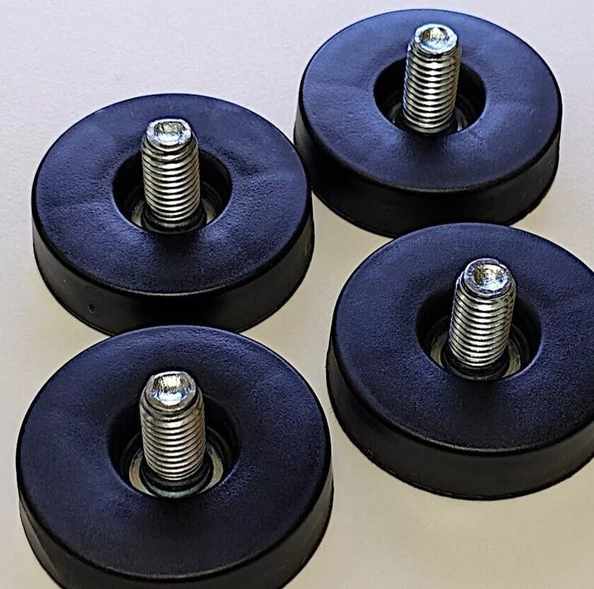 Conjunto de 4 pés ajustáveis IKEA 111032, M10x20, ø50x13, em PP preto.