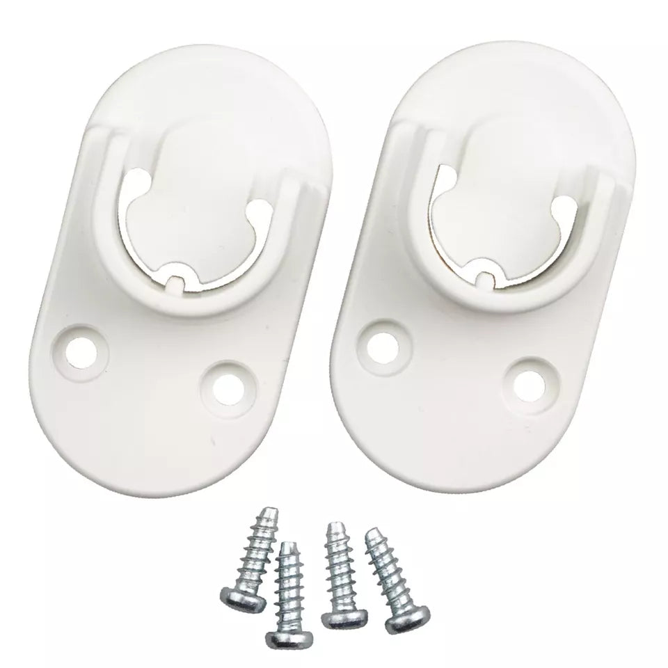 White HJÄLPA cabinet brackets for hanging rail with screws 152533 146899
