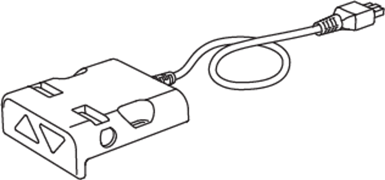 Technical drawing of compatible with IKEA 138684 control module. Height-adjustable switch for BEKANT sit/stand desk. Enables electric adjustment.