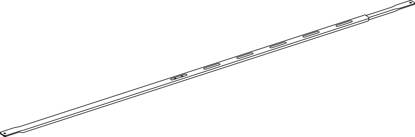 Technical drawing of replacement part 117228 compatible with IKEA. Telescopic reinforcement bar for MALM and HEMNES beds compatible with IKEA.
