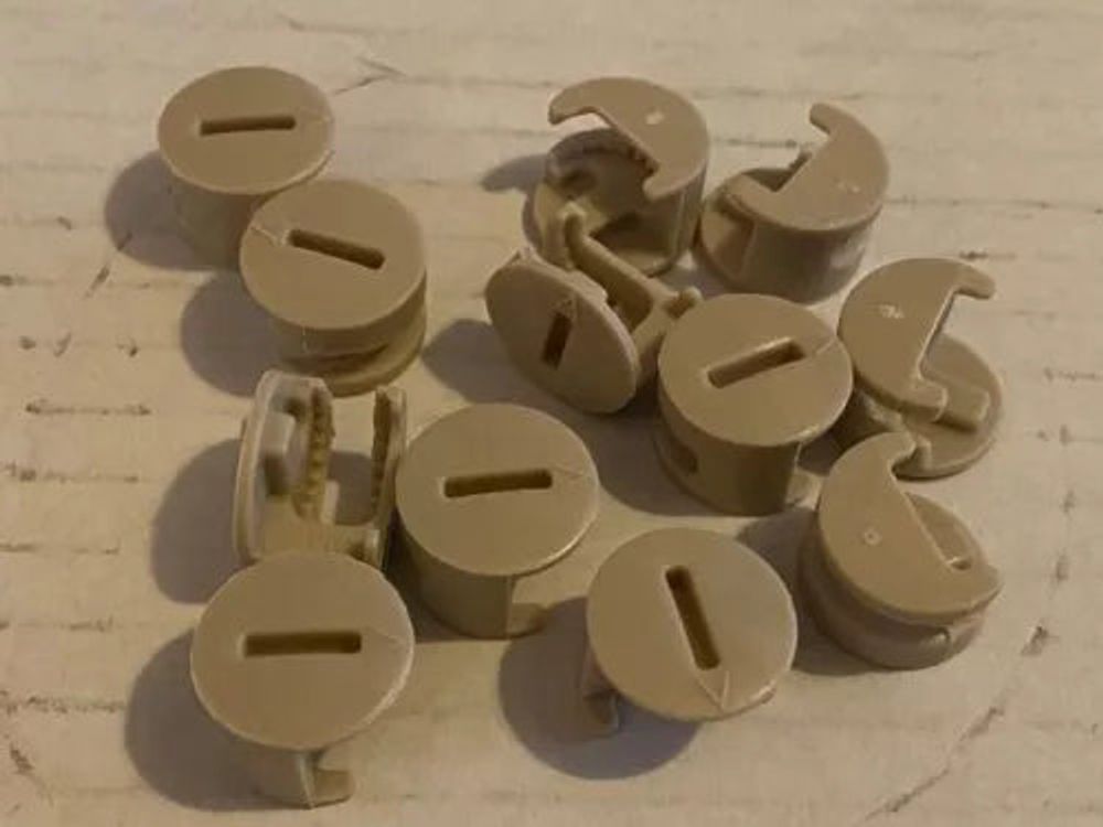 Pack of 8 cam lock connector housings 120076 for assembling IKEA furniture. Replacement ø15mm part used to join furniture panels together.