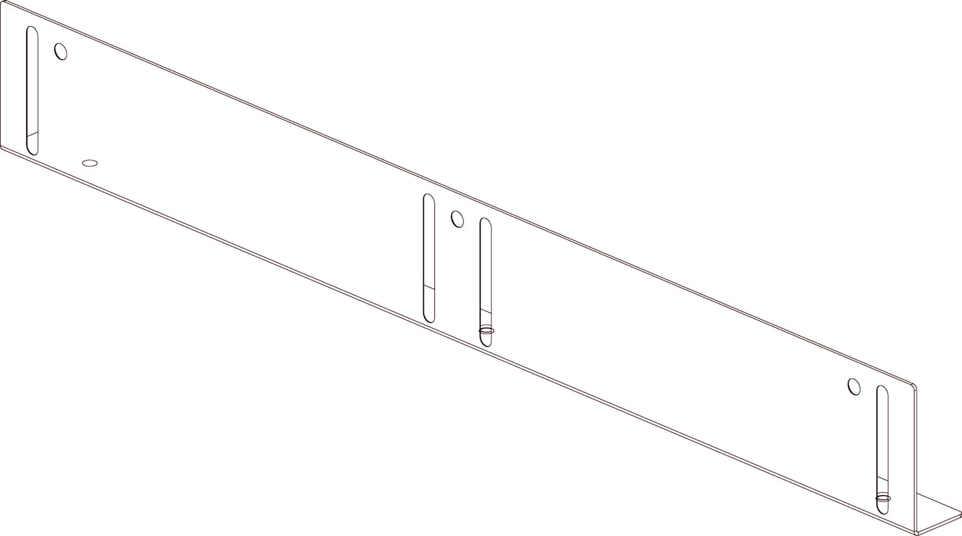 Replacement profiled support 10046633 for installing shelves and interior fittings in IKEA's PLATSA wardrobe and storage system.