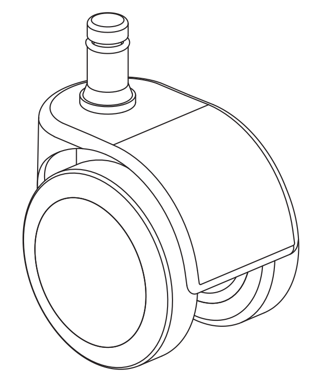 Four black twin wheel casters IKEA 10049021 made of steel and plastic.
