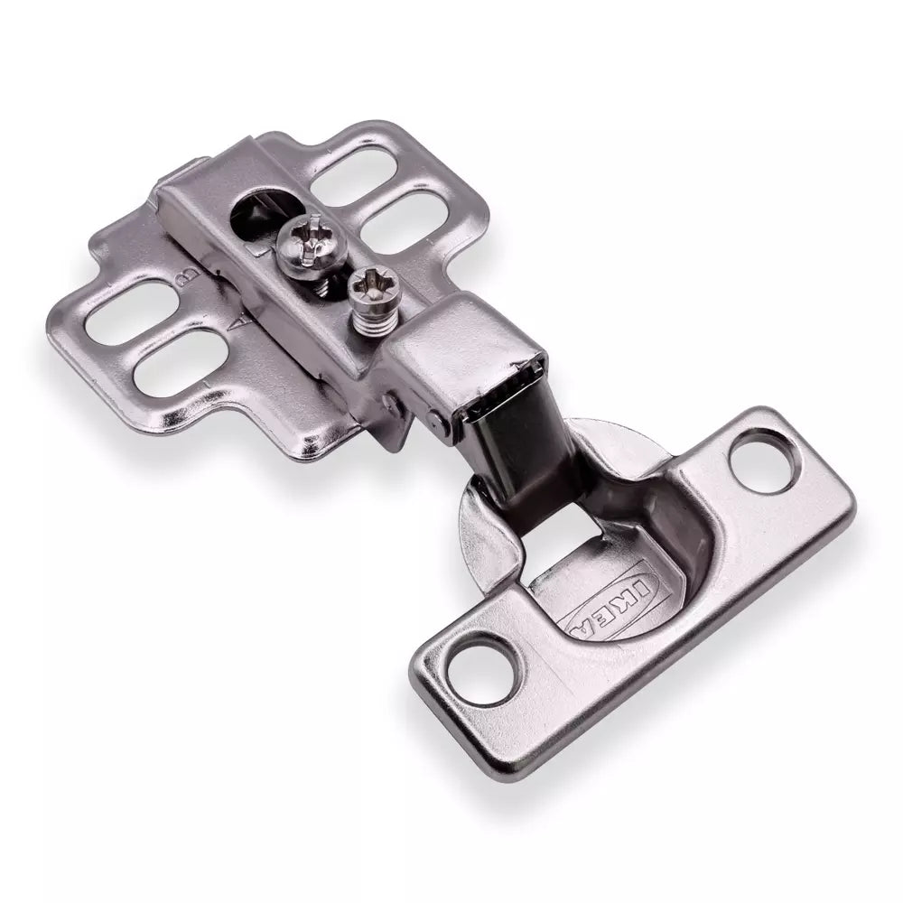 Complete hinge kit to add a door to IKEA KALLAX or IVAR units. Includes 1 KOMPLEMENT hinge 109337 and 1 mounting plate 109220 for DIY projects.