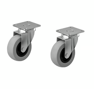 Pack of 4 fixed caster wheels 113358 for heavy IKEA furniture. 75mm diameter with a 50x50mm mounting plate. For kitchen islands or workbenches.