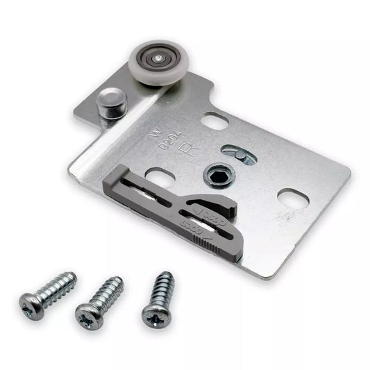 Replacement part kit for IKEA PAX wardrobe with HASVIK sliding doors. Includes 1 bottom roller assembly 124336 and 3 mounting screws 105307. 