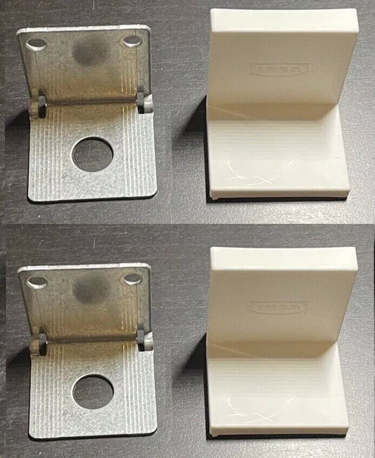 2x IKEA Schuine Ophangbeugel + Afdekdop, wit 144342
