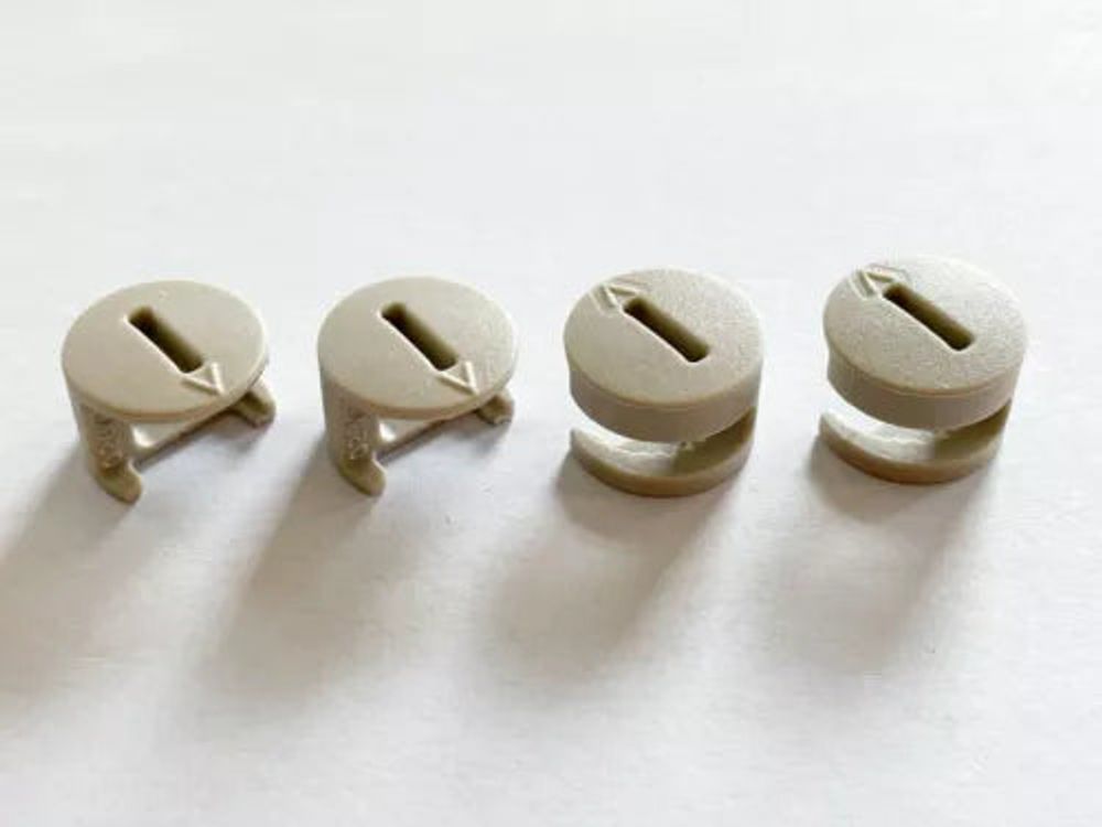Pack of 8 cam lock connector housings 120076 for assembling IKEA furniture. Replacement ø15mm part used to join furniture panels together.