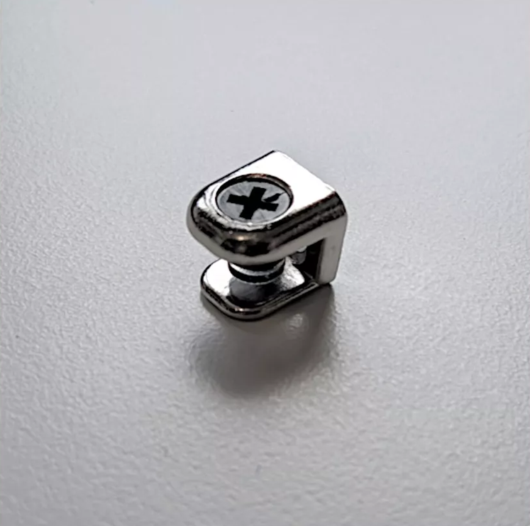 Kit for IKEA BESTÅ glass shelves. Includes 8 metal support pins 114996 and 8 mounting screws 113928. For installing your glass shelving.