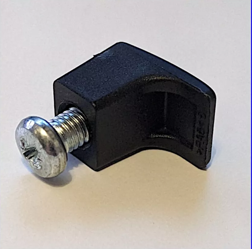 Black plastic slat stop ref 191315 with matching screw ref 105163, compatible with IKEA bed frames.