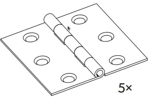 Plochý kovový závěs IKEA 116910 o rozměrech 50x50 mm se šesti otvory.