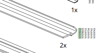 IKEA 10109642 grey cover profile, 2360mm, made of PP and TPE
