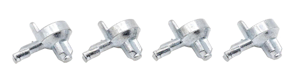 Set of four shelf support pegs compatible with IKEA BILLY. Reference 131372, zinc alloy, fits 3mm holes.