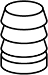 Technical drawing of a plastic replacement part compatible with IKEA, reference 102267. This is a small cylindrical sleeve/insert for MALM, BRIMNES, and LEIRVIK beds.