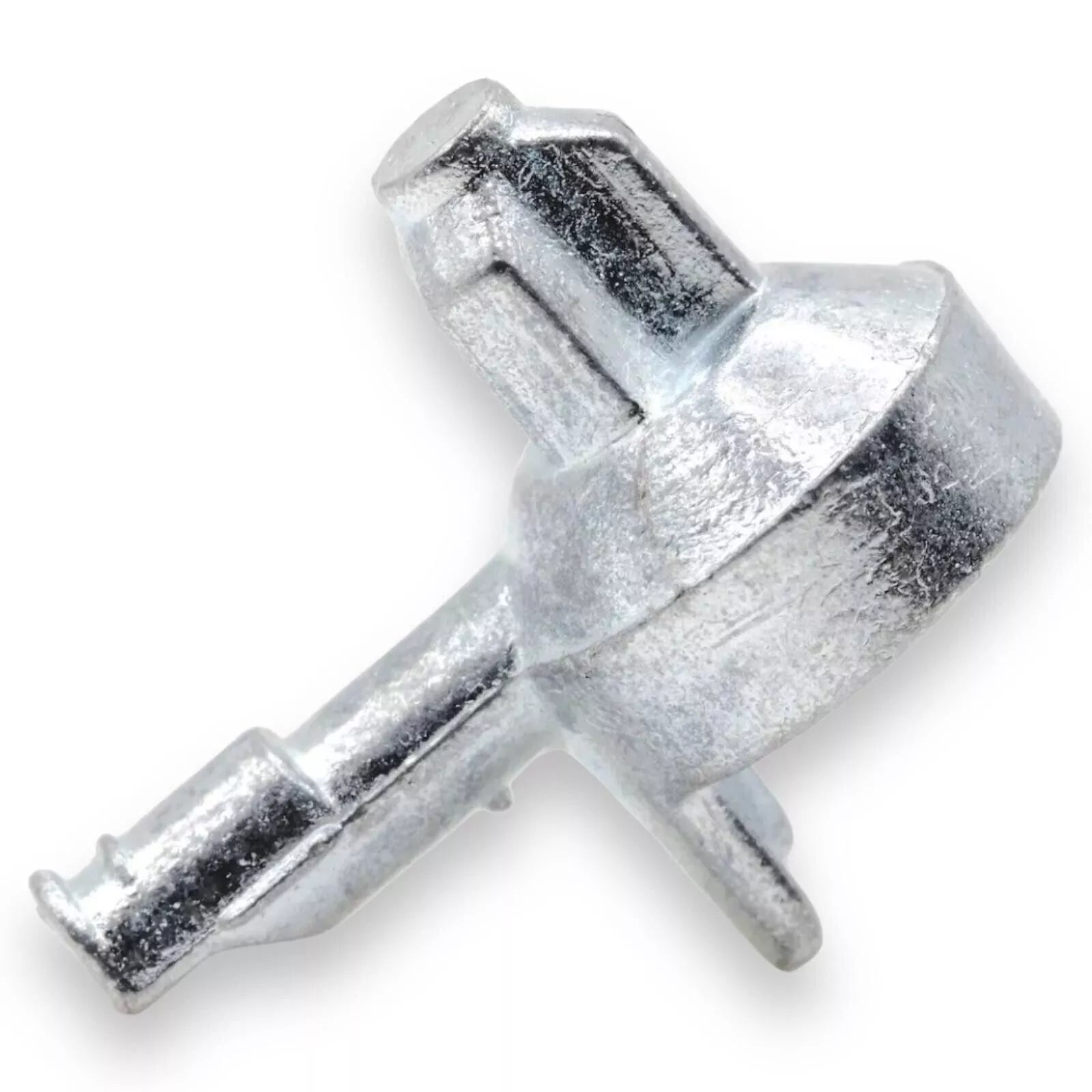Photo of IKEA compatible spare part 131372 in zinc. Shelf support peg fitting 3mm holes. Compatible with BILLY, EKET and more. Pack of 12.