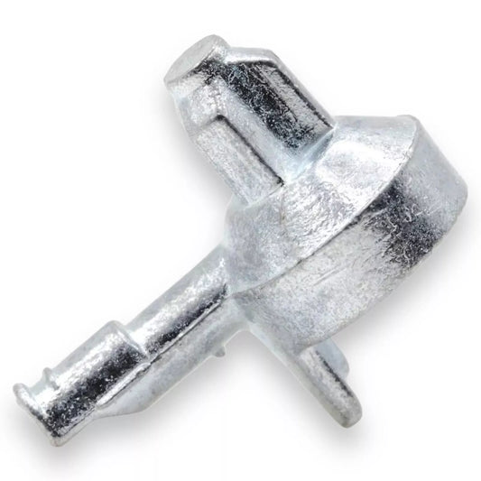 Photo of IKEA compatible spare part 131372 in zinc. Shelf support peg fitting 3mm holes. Compatible with BILLY, EKET and more. Pack of 12.