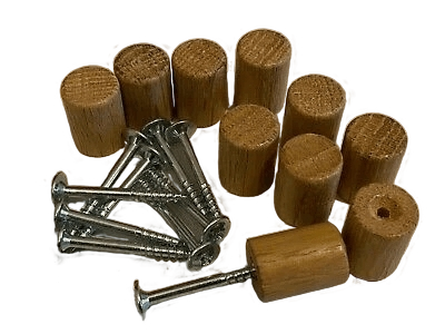 4x Knob Oak FSC-Certified 15x21mm + Zinc Waxed Screws 4.0x30mm