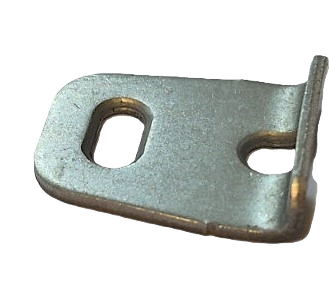Metal mounting bracket 144409 compatible with IKEA METOD and MAXIMERA kitchen drawers. This L-shaped metal piece features rounded edges, one hole on the long side, and an additional hole at the bend.